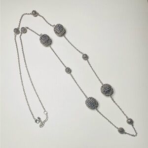 Silvertone Filligree Decorative Beads Long Necklace